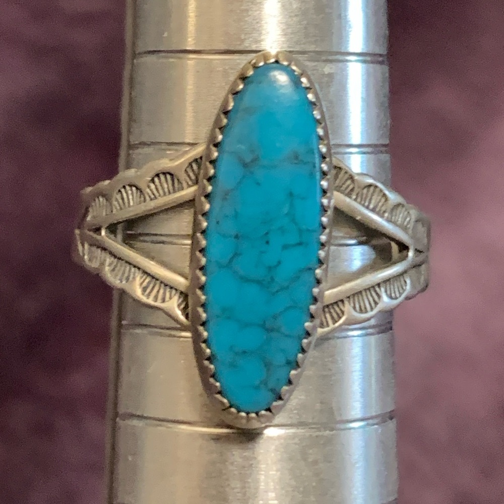 Old Pawn Turquoise Ring ~ Signed JP